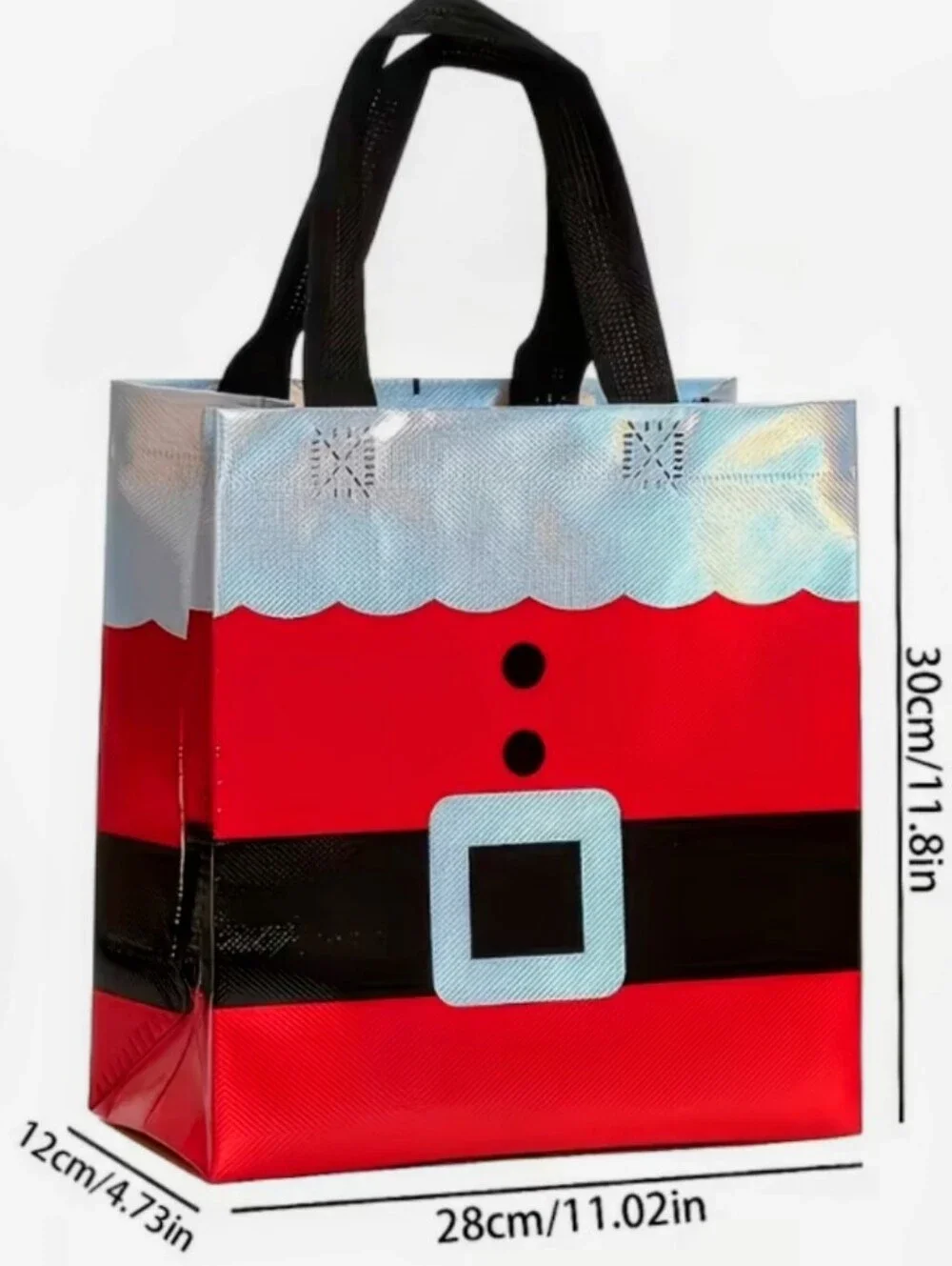 Festive Santa Gift Bag with Black Handles - Holiday Gift Bag (Set Of 4)